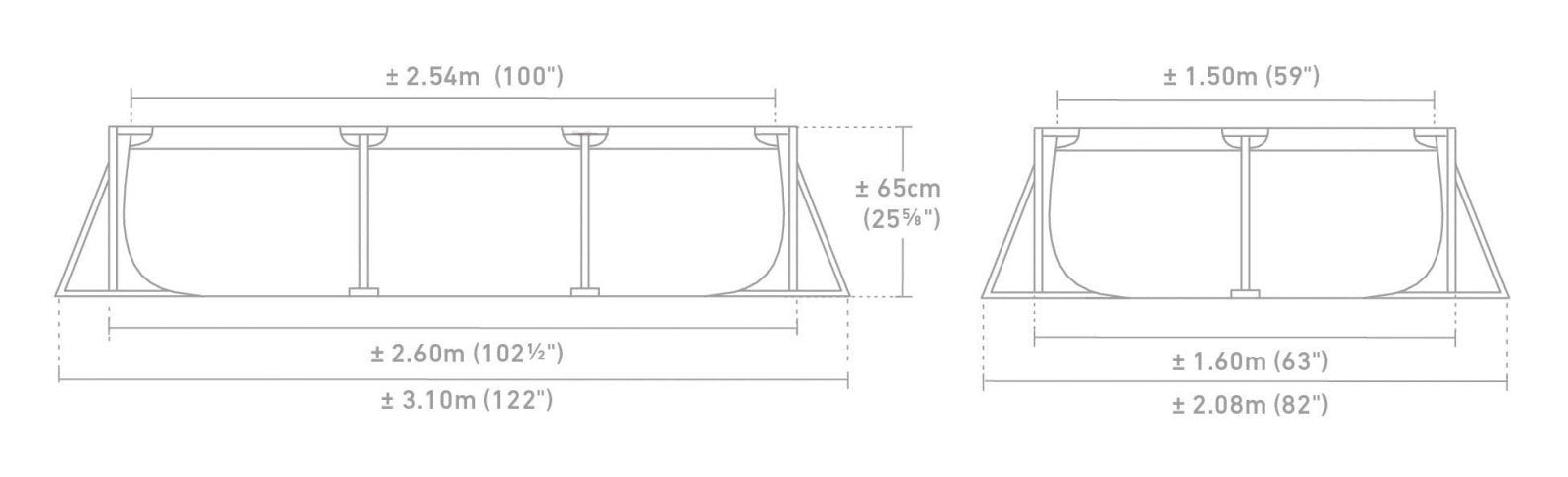 Каркасний басейн Intex Rectangular Frame 2,60 м × 1,60 м × 65 см