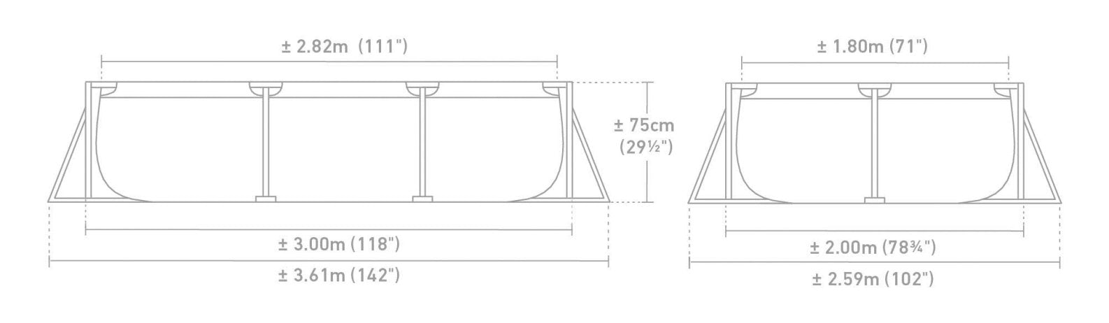 Каркасний басейн Intex Rectangular Frame 3,00 м × 2,00 м × 75 см