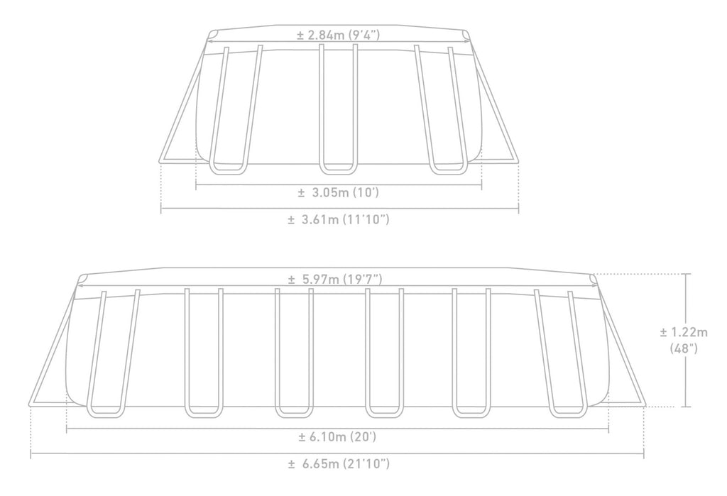 Каркасний басейн Intex Prism Frame Oval 6,10 м × 3,05 м × 1,22 м