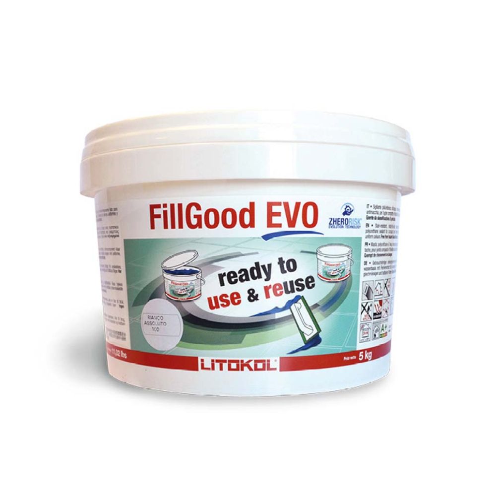 Продукт для заповнення швів Litokol Fillgood Evo відро 5 кг 100 Bianco Assoluto — Litokol для басейнів, плитки та мозаїки