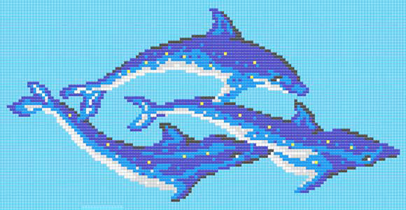 Скляна мозаїка TRIO DELFINES для басейну — 2.5 х 2.5 см, 350х170 см