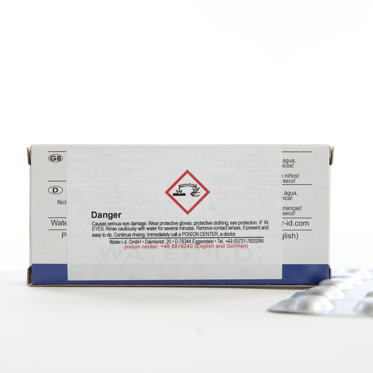 Chloride №1 — 50 таб — коробку таблетованого реагенту показано зі зворотного боку