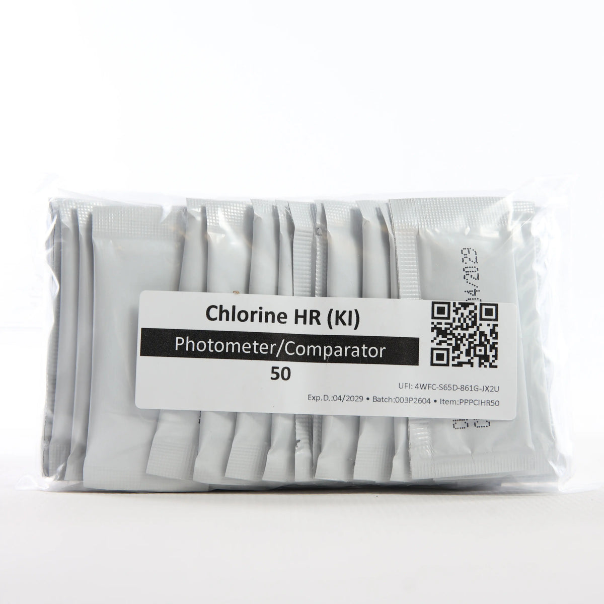 Chlorine HR (KI) — 50 саше — прозору упаковку із саше показано зі зворотного боку