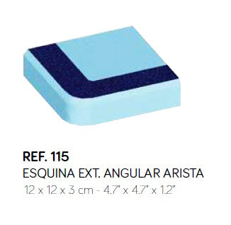 Кут зовнішній. Кутова кромка 12x12х3см (блакитний/т. синій) — плитка та спецелемент Exagres для басейну