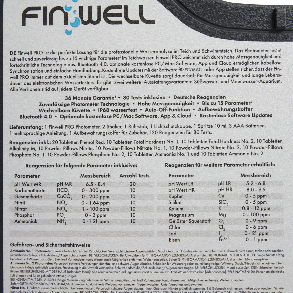 Фотометр Finwell PRO (базовий, акваріум) — текст та характеристики на кейсі показано крупним планом