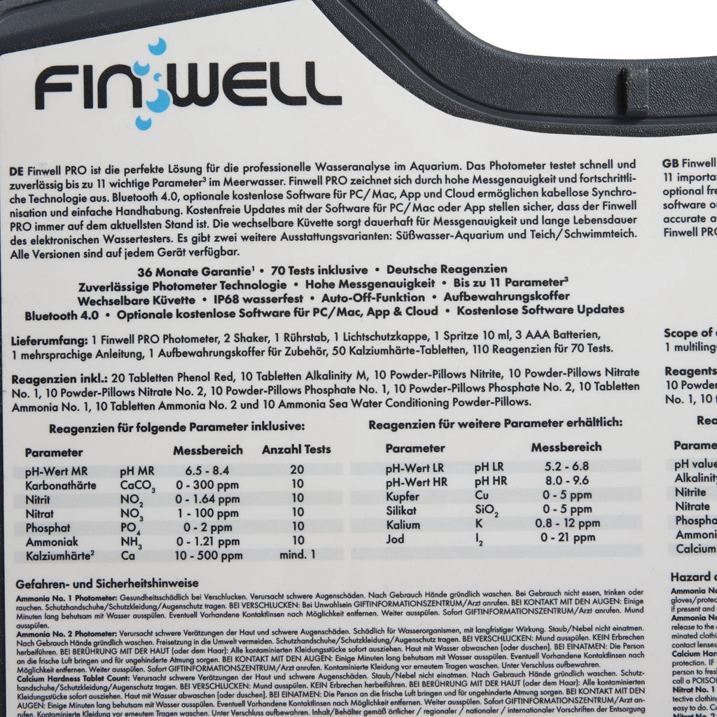 Фотометр Finwell PRO (базовий, морська) — текст та характеристики на кейсі показано крупним планом