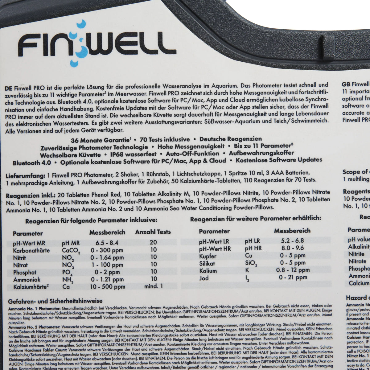 Фотометр Finwell PRO (базовий, морська) — текст та характеристики на кейсі показано крупним планом