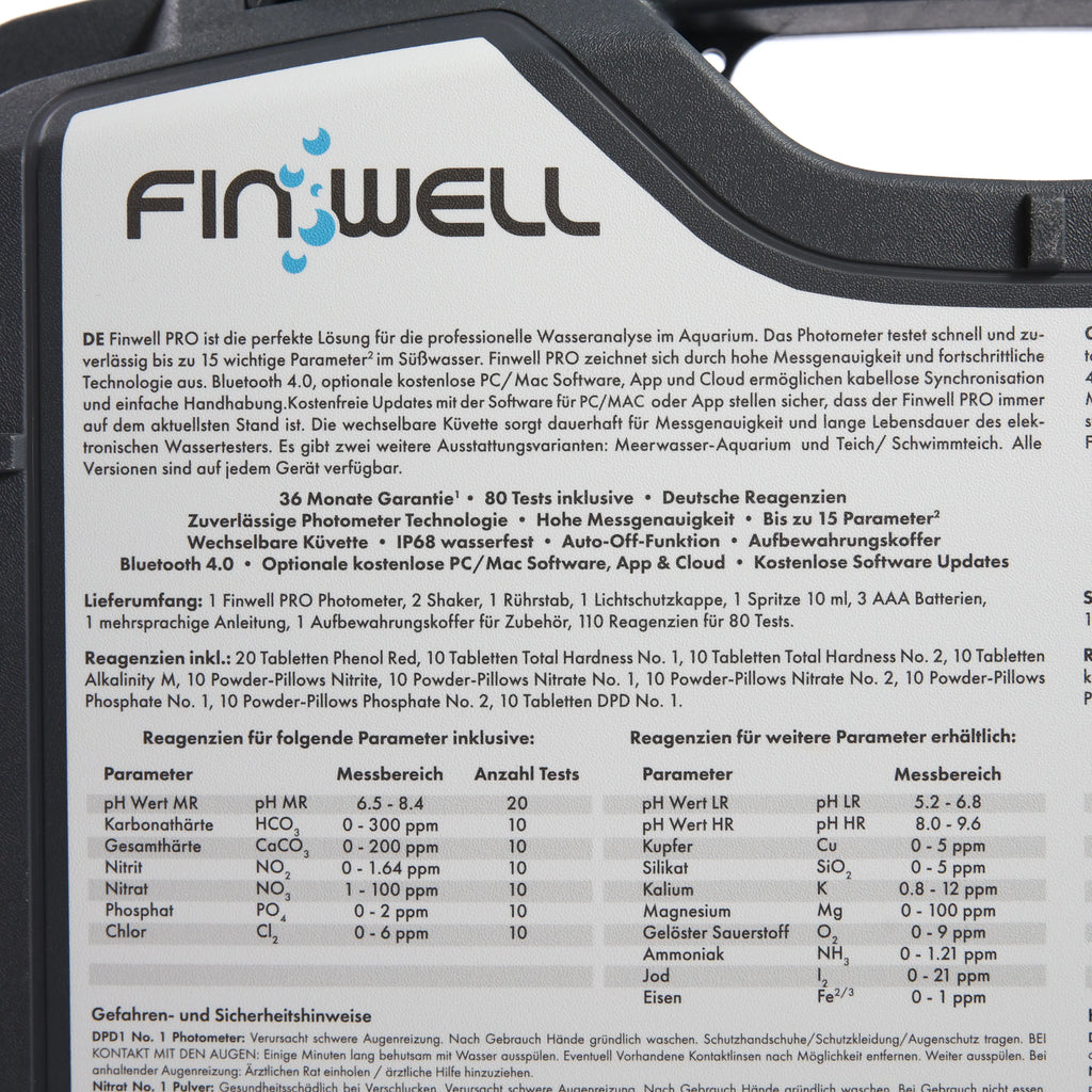 Фотометр Finwell PRO (базовий, озера) — текст та характеристики на кейсі показано крупним планом