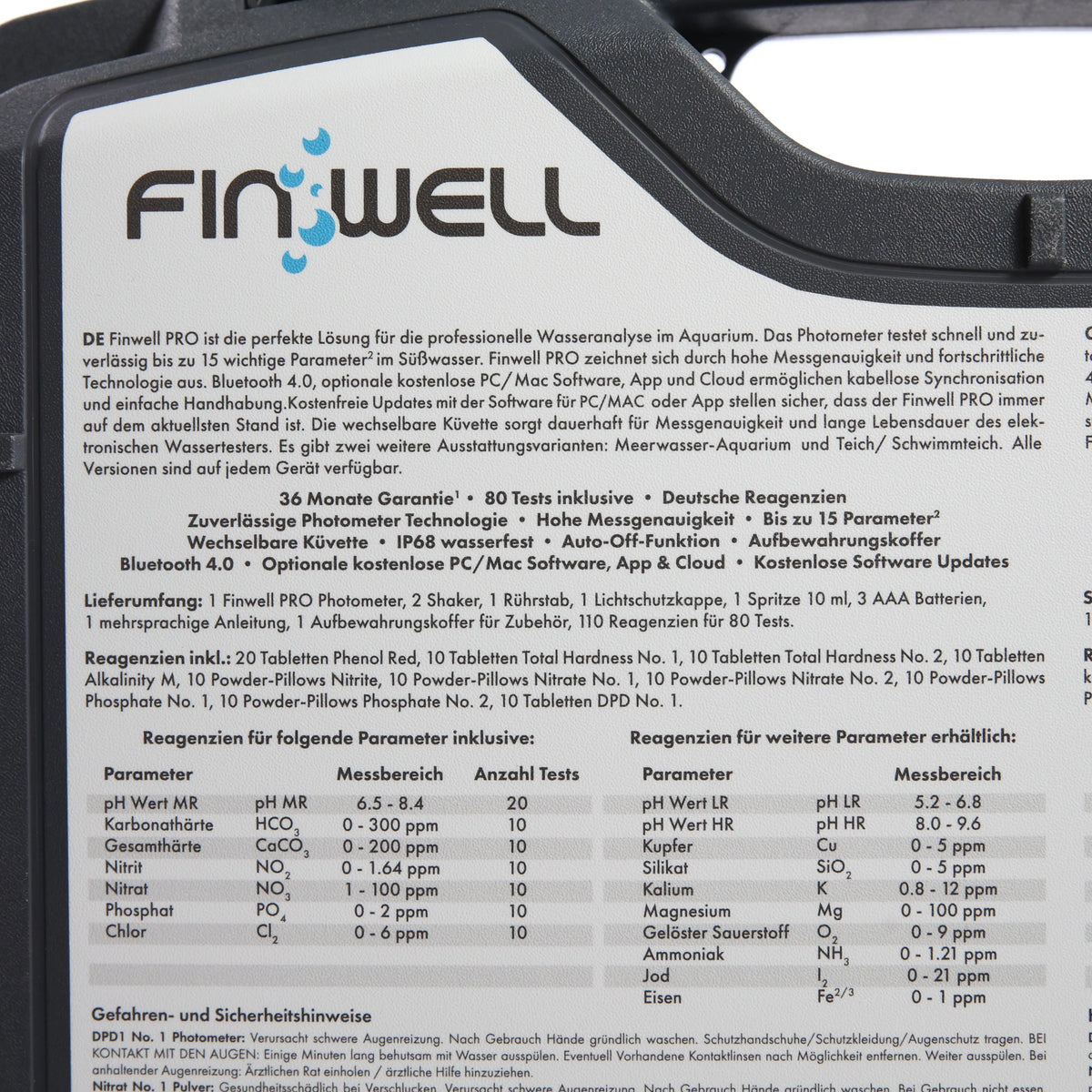 Фотометр Finwell PRO (базовий, озера) — текст та характеристики на кейсі показано крупним планом