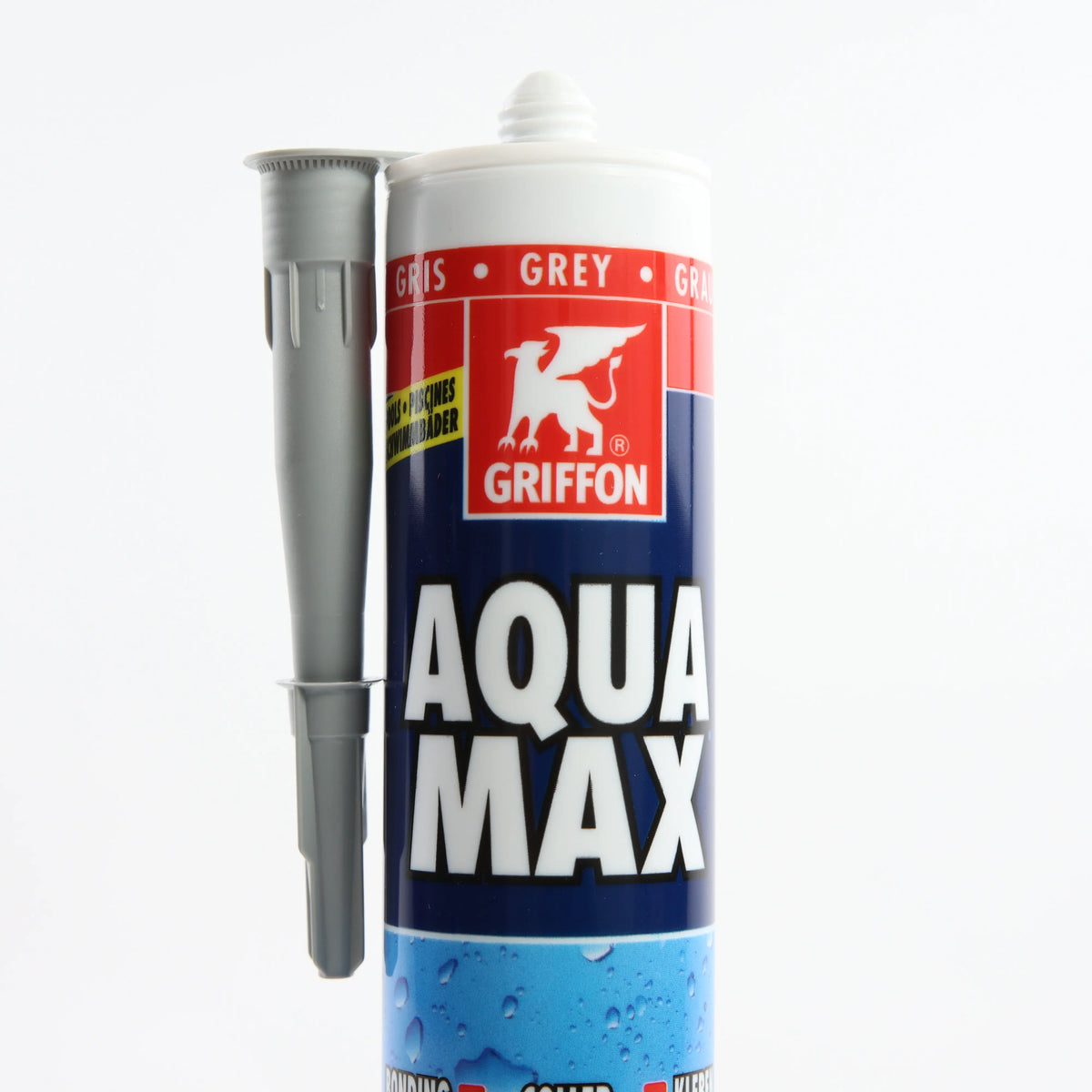 Герметик Griffon-AquaMAX 425 г (сірий) — верхня частина картриджа показана спереду крупним планом