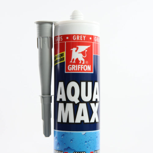 Герметик Griffon-AquaMAX 425 г (сірий) — верхня частина картриджа показана спереду крупним планом