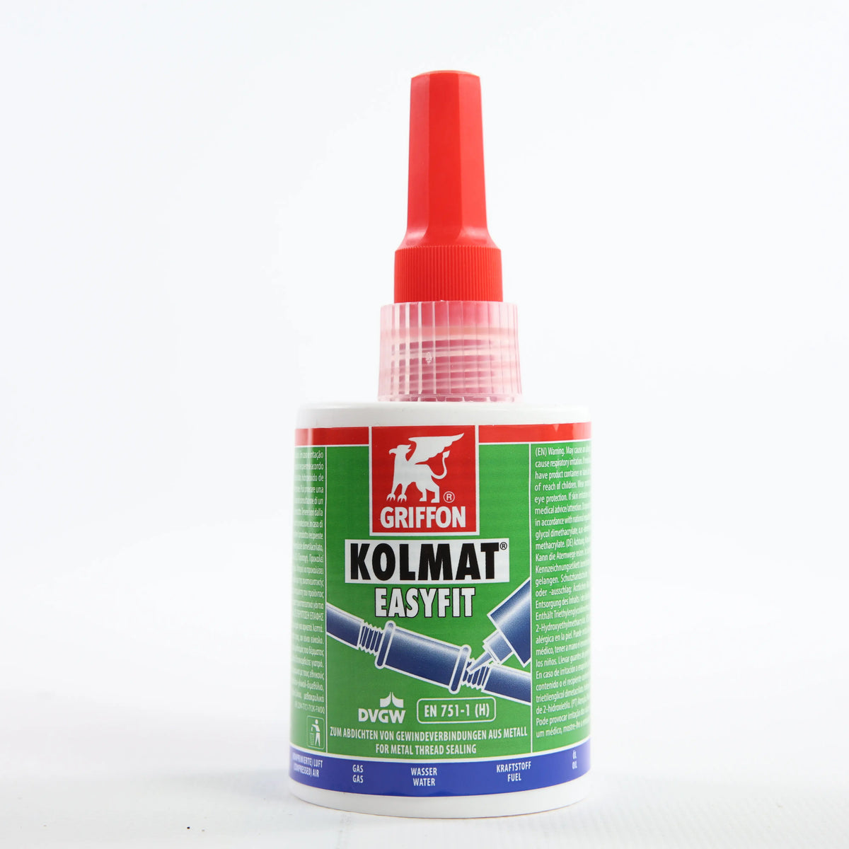 Герметик GRIFFON KOLMAT EASYFIT — флакон стоїть вертикально, вигляд спереду з основною етикеткою