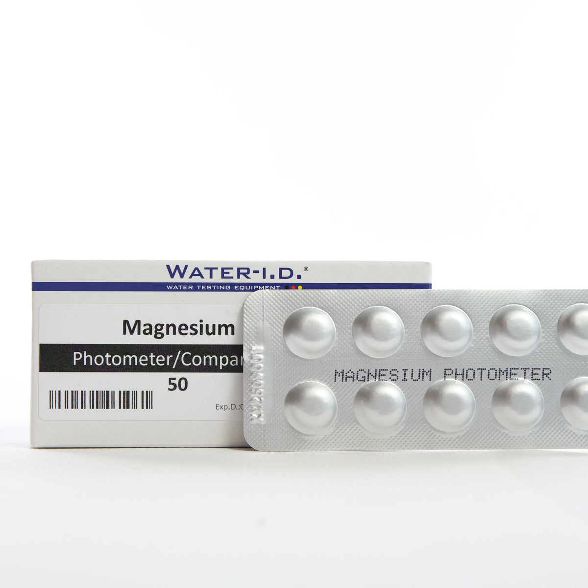 Magnesium — 50 таб — упаковку показано разом із блістером таблеток у фронтальному ракурсі