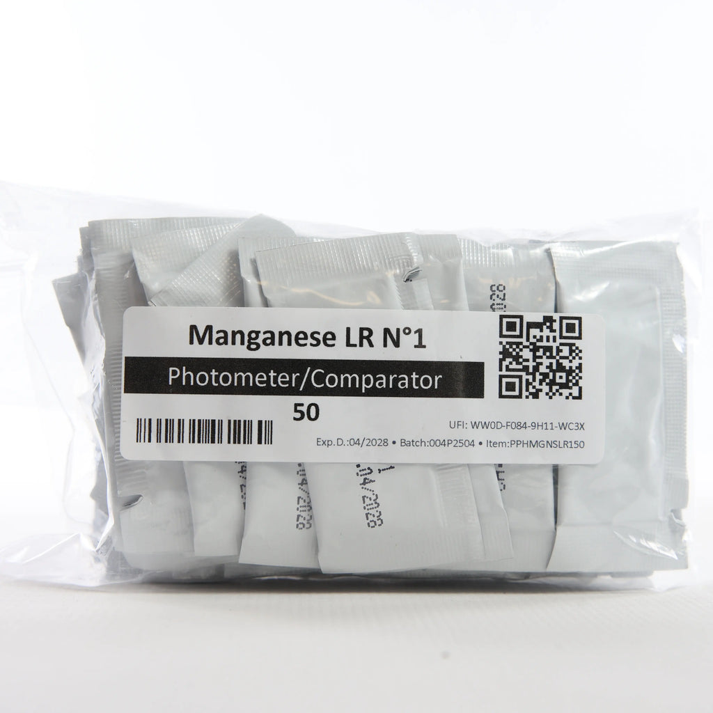 Manganese LR 1 — 50 саше — прозору упаковку із саше показано спереду, етикетку добре видно