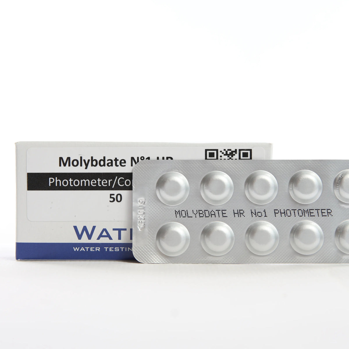 Molybdate HR 1 — 50 таб — упаковку показано разом із блістером таблеток у фронтальному ракурсі