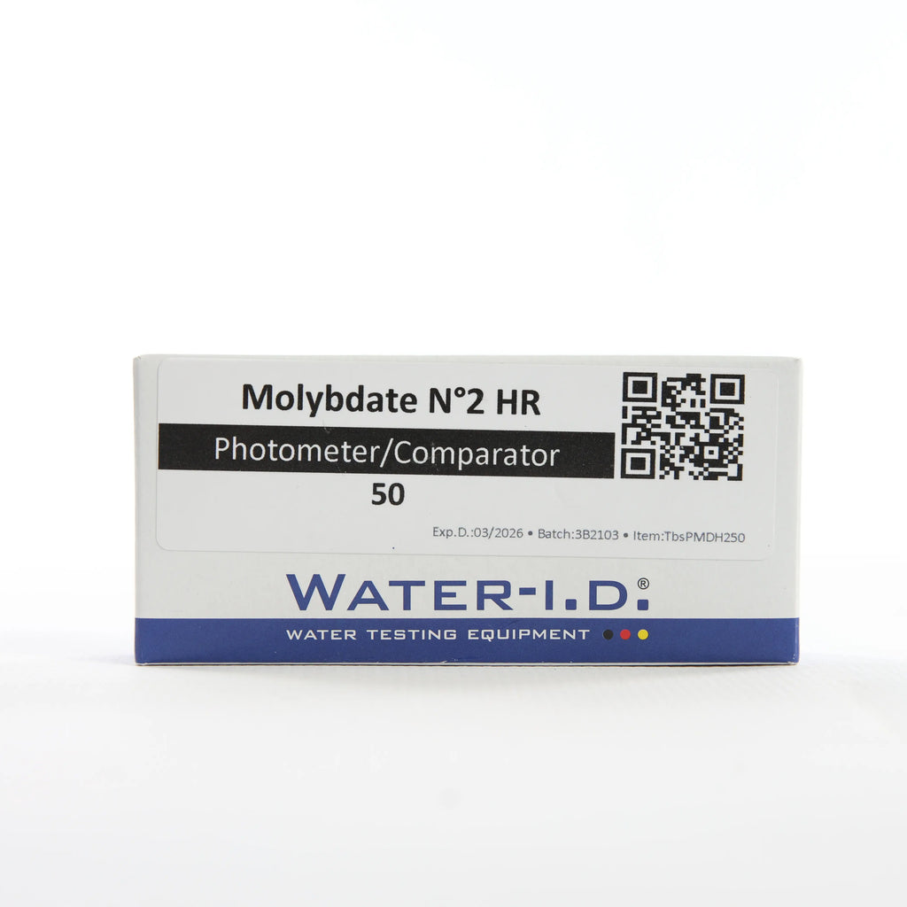 Molybdate HR 2 — 50 таб — упаковку реагенту показано спереду, етикетку добре видно