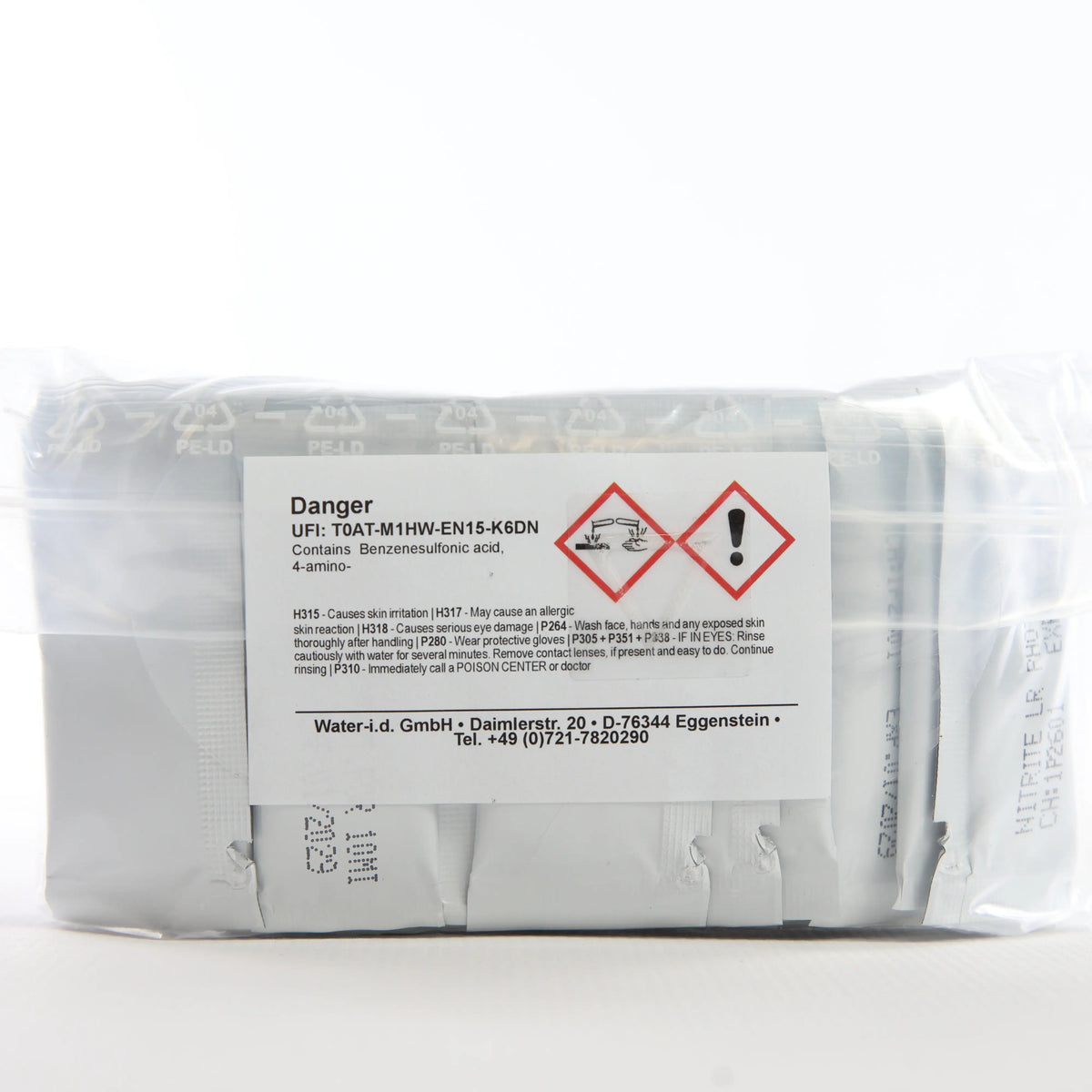 Nitrite LR — 50 саше — етикетку або попереджувальне маркування на упаковці показано крупним планом