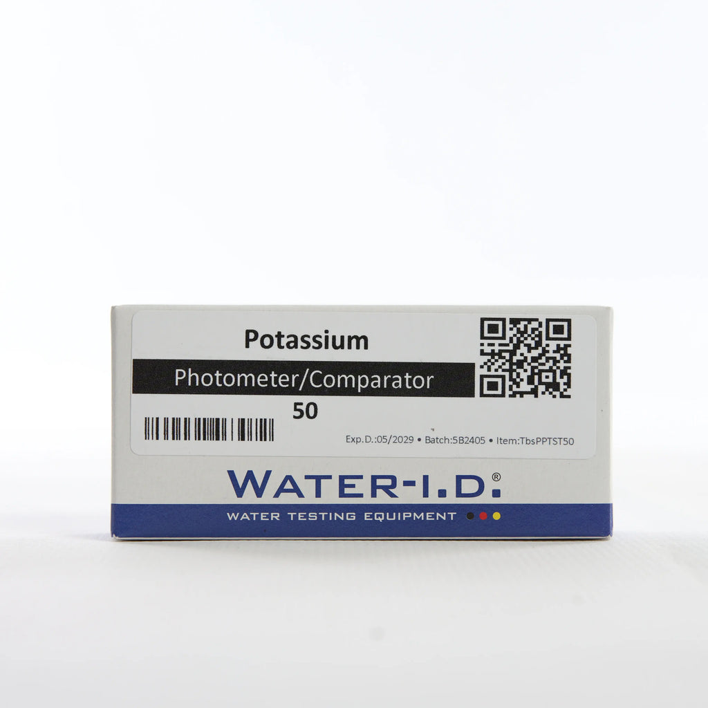 Potassium — 50 таб — упаковку реагенту показано спереду, етикетку добре видно