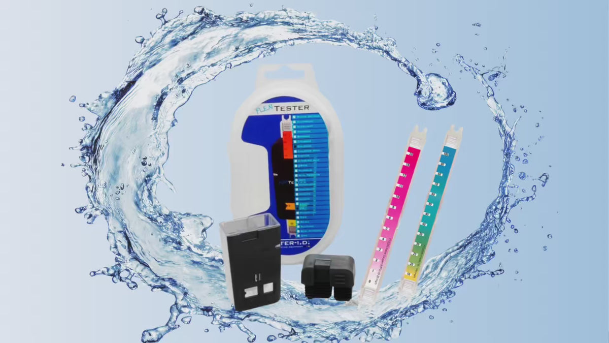 FLEXITESTER Water-i.d. для комплексного тестування води в басейні — вимірювання pH, хлору, жорсткості та інших параметрів води з демонстрацією використання.