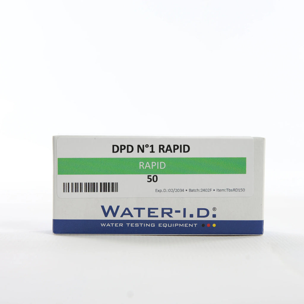 rapid DPD1 Хлор Вільний — 50 таб — упаковку реагенту показано спереду, етикетку добре видно