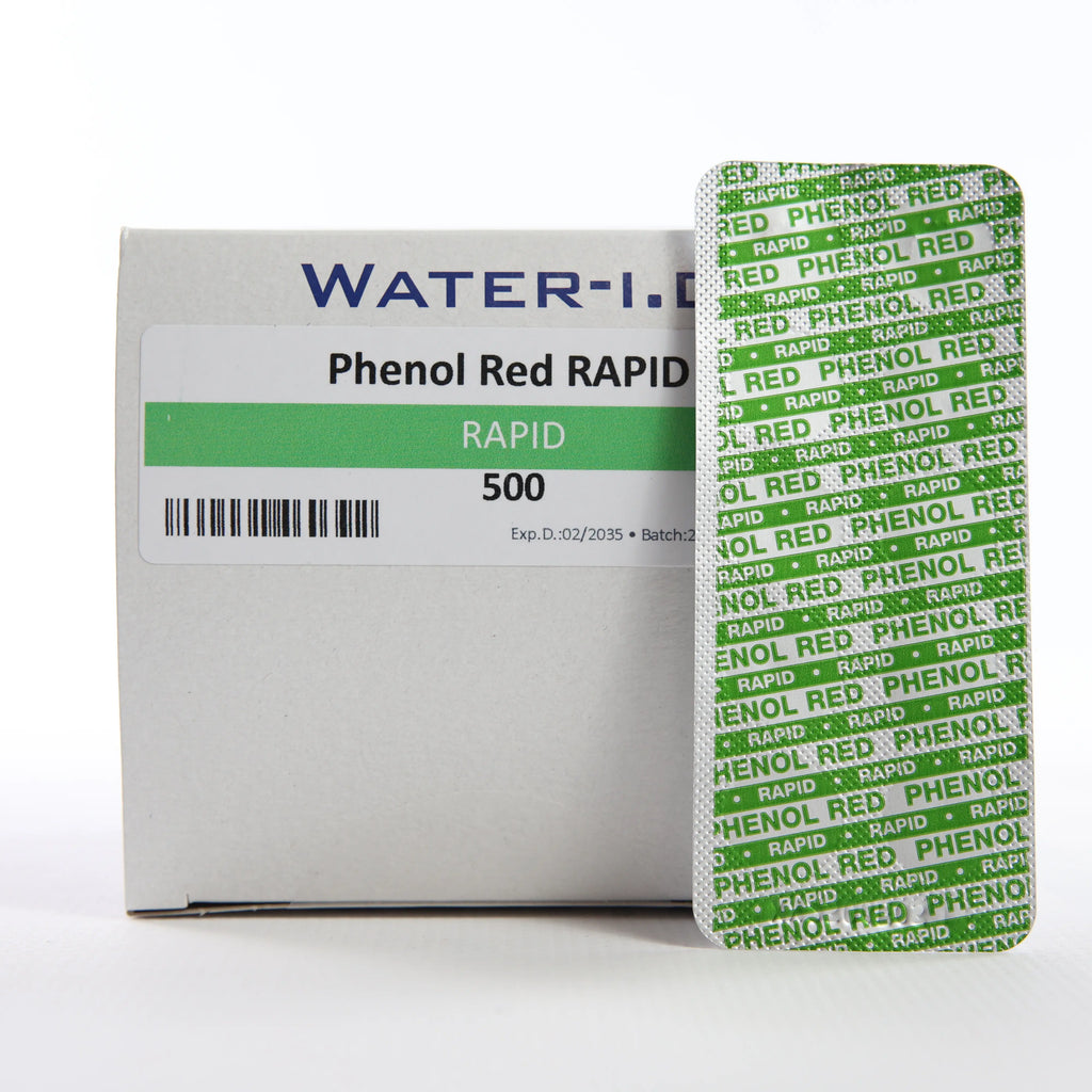 Rapid Phenol Red 500 — упаковку показано спереду разом із блістером таблеток